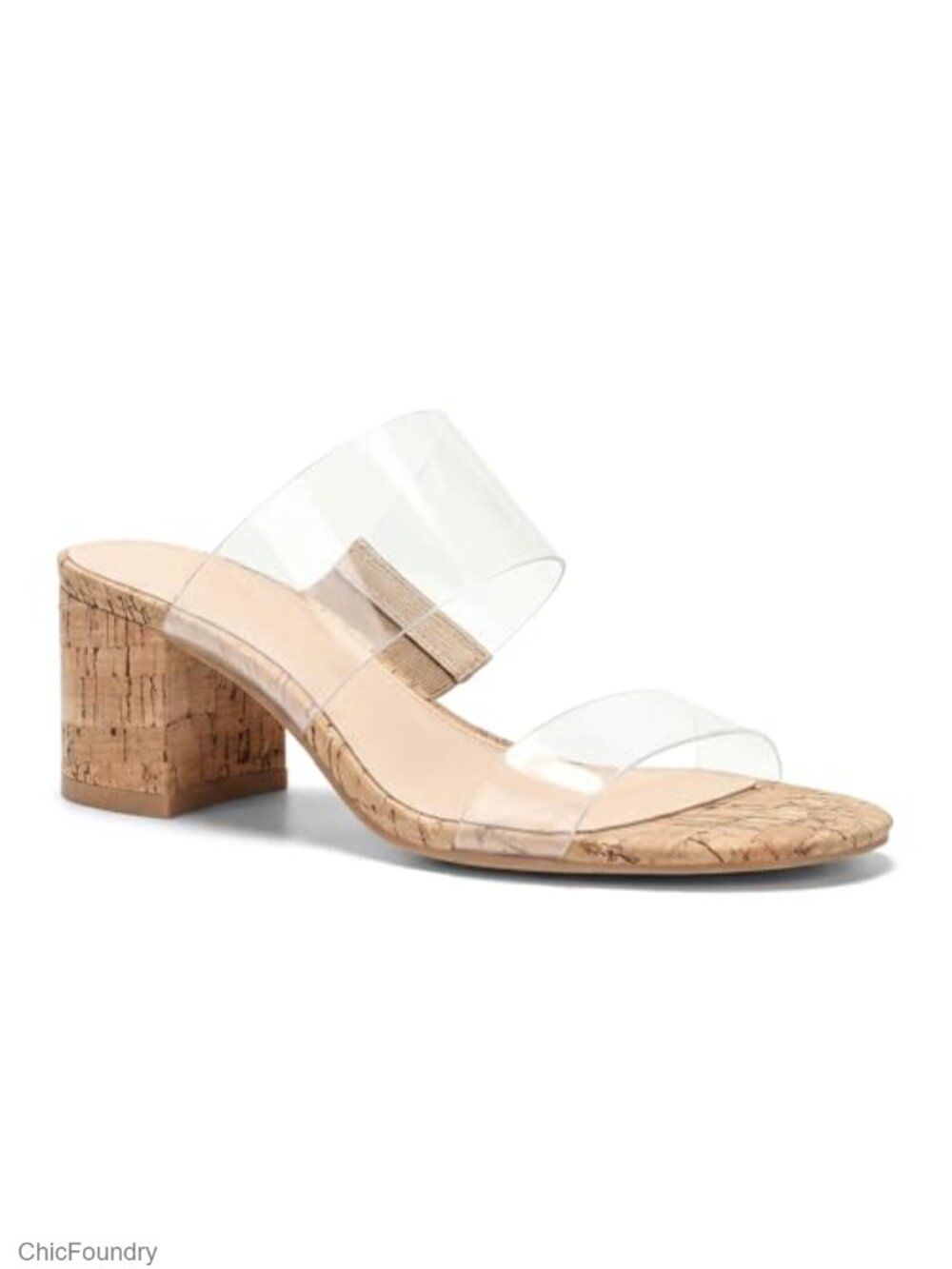 Clear Heeled Sandals Transparent Chunky Block Heels Slip On Mules Women